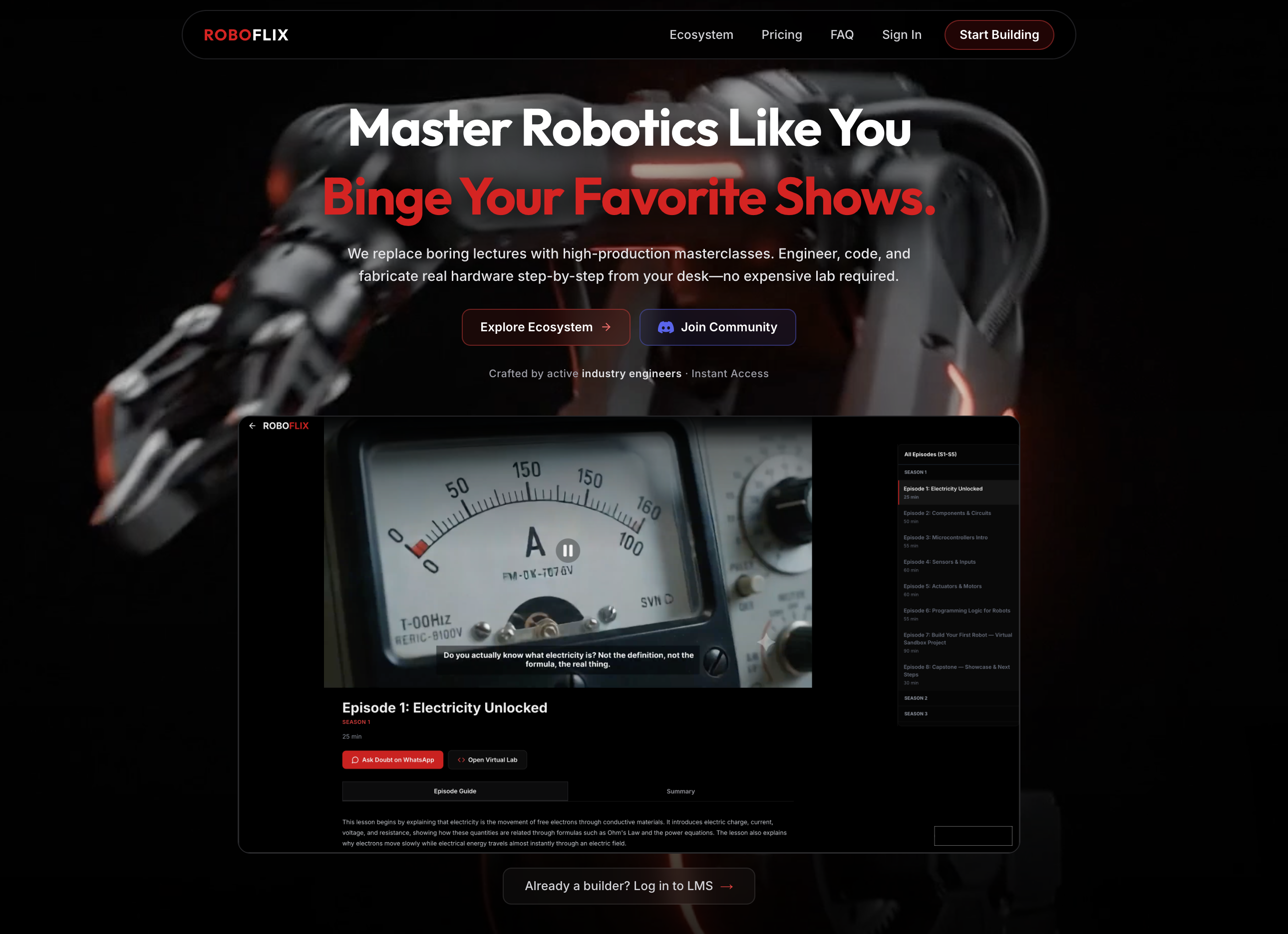 RoboFlix streaming-style learning platform